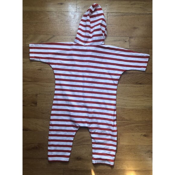 June & January 6-12M Red & White Striped Hoodie Jumper - Picture 4 of 4